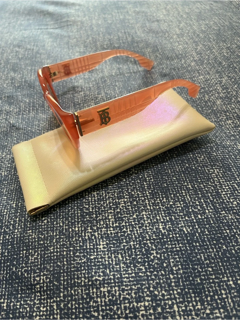 Authentic Burberry Meadow BE4390 Orange TB Logo Sunglasses 47-25-140